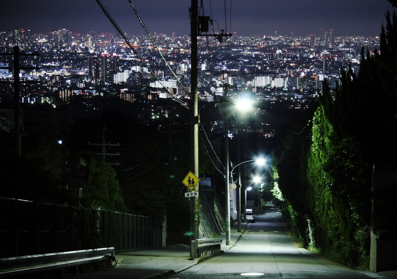 Top of a hill falling into a downtown area