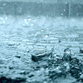 Rain landing on a lake