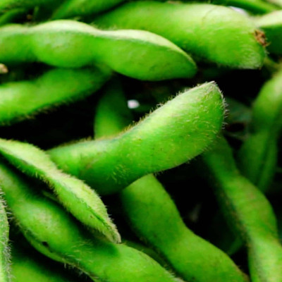 Pile of edamame in the pods