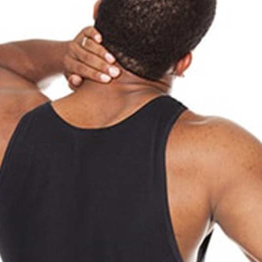 Man grabbing his neck