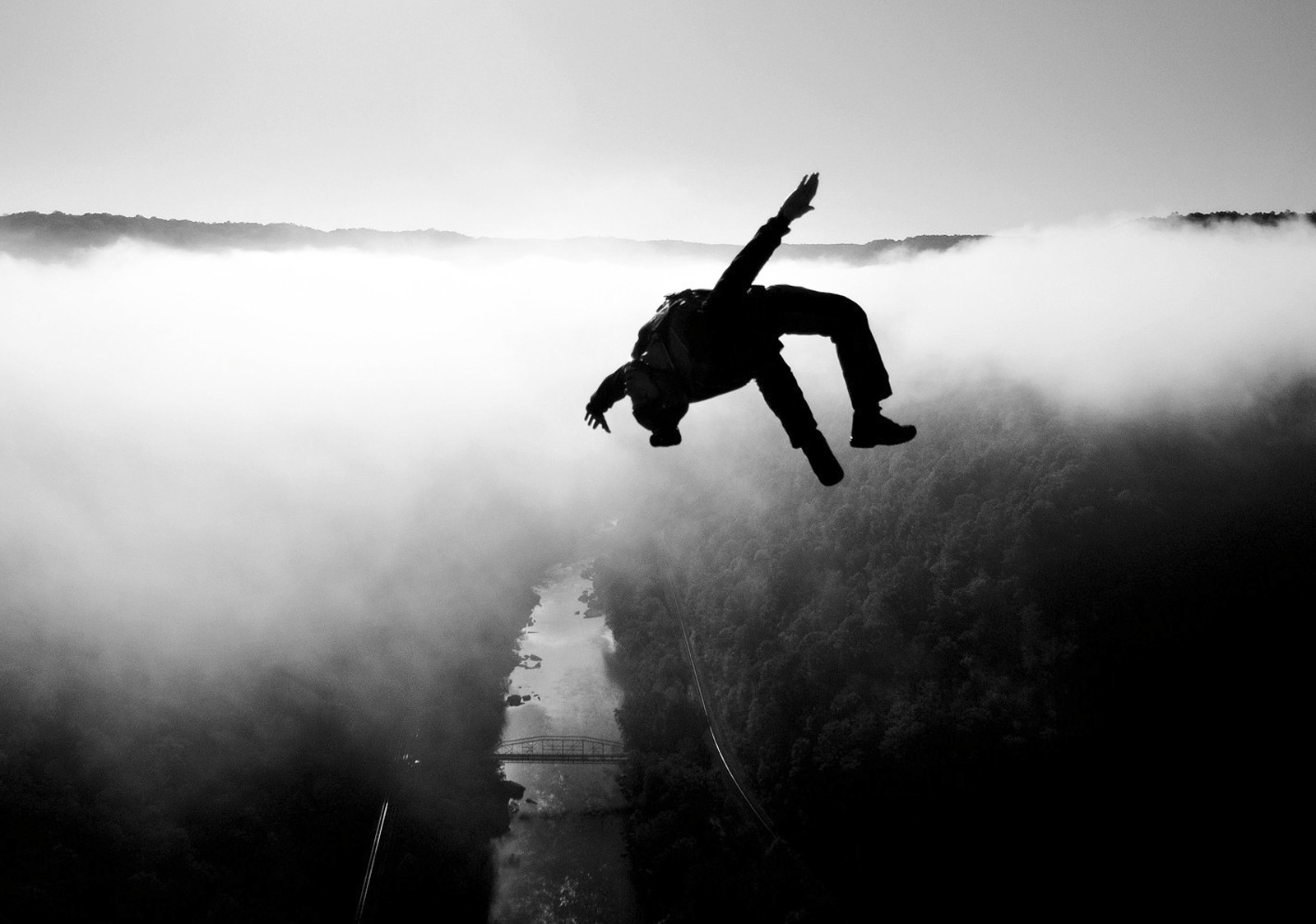 Person skydiving in a backbend positon