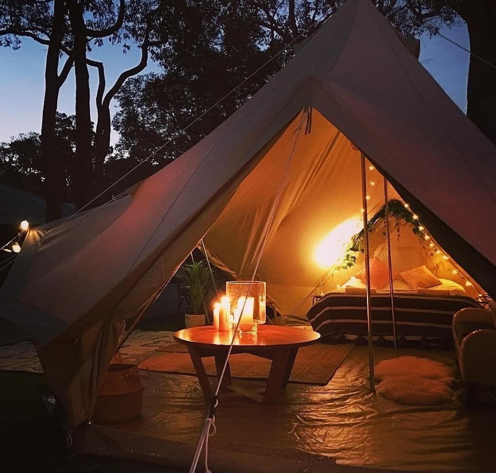 Fancy tent with lighting inside